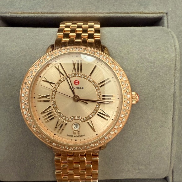 Michele mid Serein 16 real Diamonds Rose gold rare limited edition - Picture 2 of 12